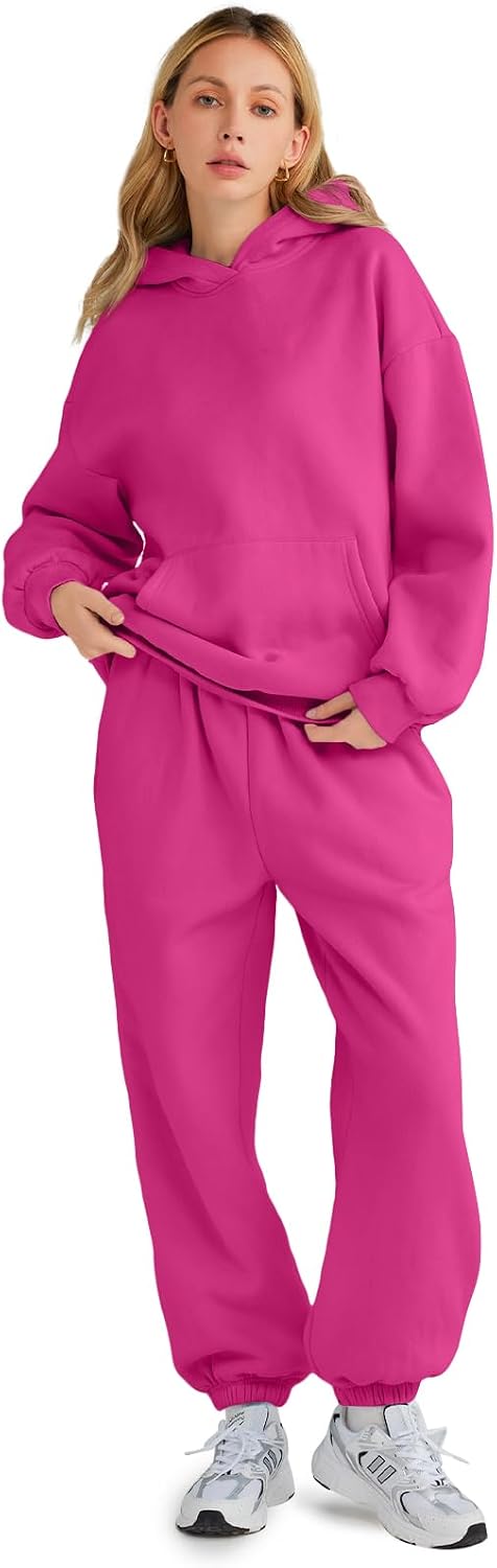 AUTOMET Womens 2 Piece Outfits Lounge Hoodie Sweatsuit Sets Oversized Sweatshirt Baggy Fall Fashion Sweatpants with Pockets