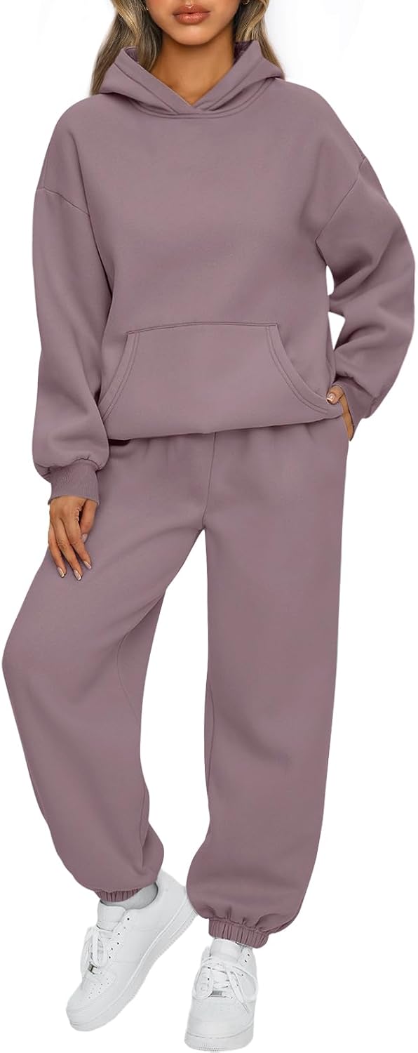 AUTOMET Womens 2 Piece Outfits Lounge Hoodie Sweatsuit Sets Oversized Sweatshirt Baggy Fall Fashion Sweatpants with Pockets