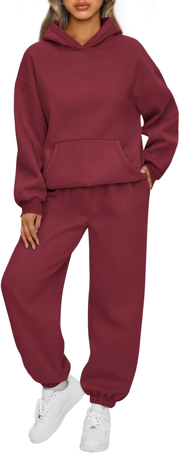 AUTOMET Womens 2 Piece Outfits Lounge Hoodie Sweatsuit Sets Oversized Sweatshirt Baggy Fall Fashion Sweatpants with Pockets