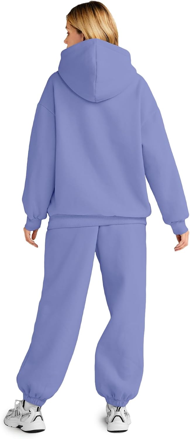 AUTOMET Womens 2 Piece Outfits Lounge Hoodie Sweatsuit Sets Oversized Sweatshirt Baggy Fall Fashion Sweatpants with Pockets
