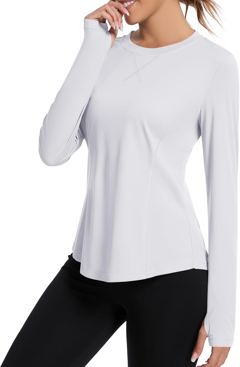Avoogue Women UPF 50+ UV Shirts Long Sleeve with Thumb Holes Workout Sun Shirt Quick Dry Athletic Hiking Running Tops