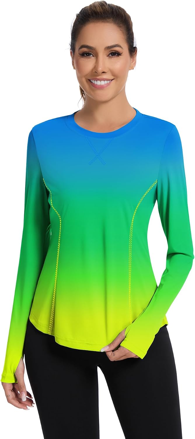 Avoogue Women UPF 50+ UV Shirts Long Sleeve with Thumb Holes Workout Sun Shirt Quick Dry Athletic Hiking Running Tops