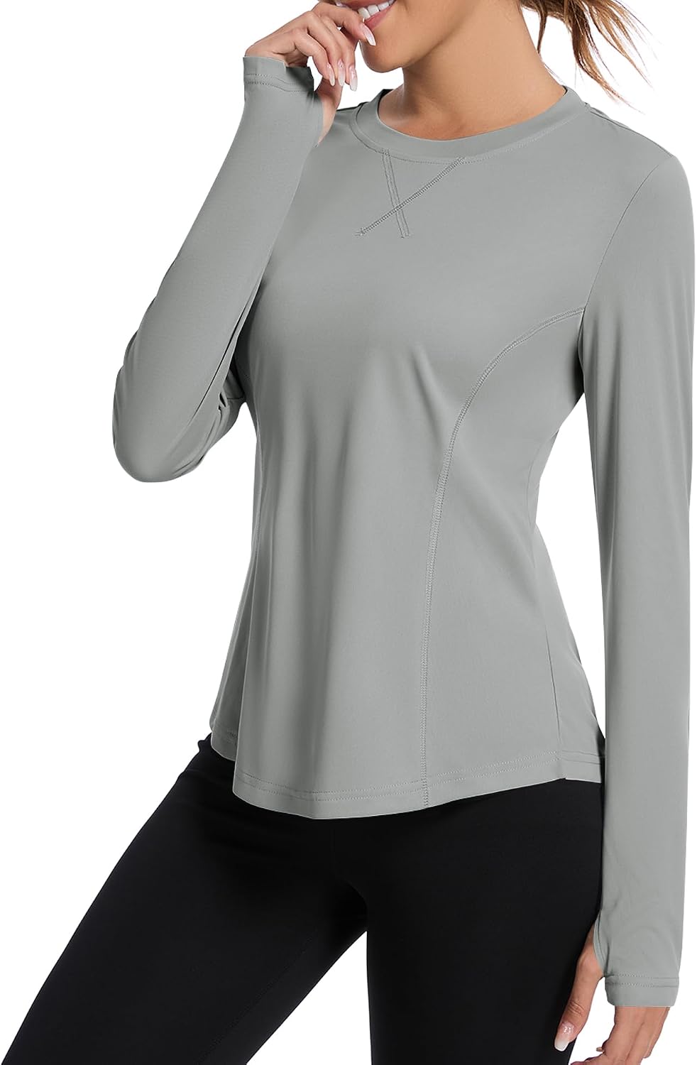 Avoogue Women UPF 50+ UV Shirts Long Sleeve with Thumb Holes Workout Sun Shirt Quick Dry Athletic Hiking Running Tops