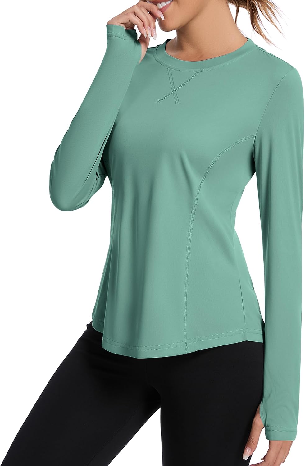 Avoogue Women UPF 50+ UV Shirts Long Sleeve with Thumb Holes Workout Sun Shirt Quick Dry Athletic Hiking Running Tops