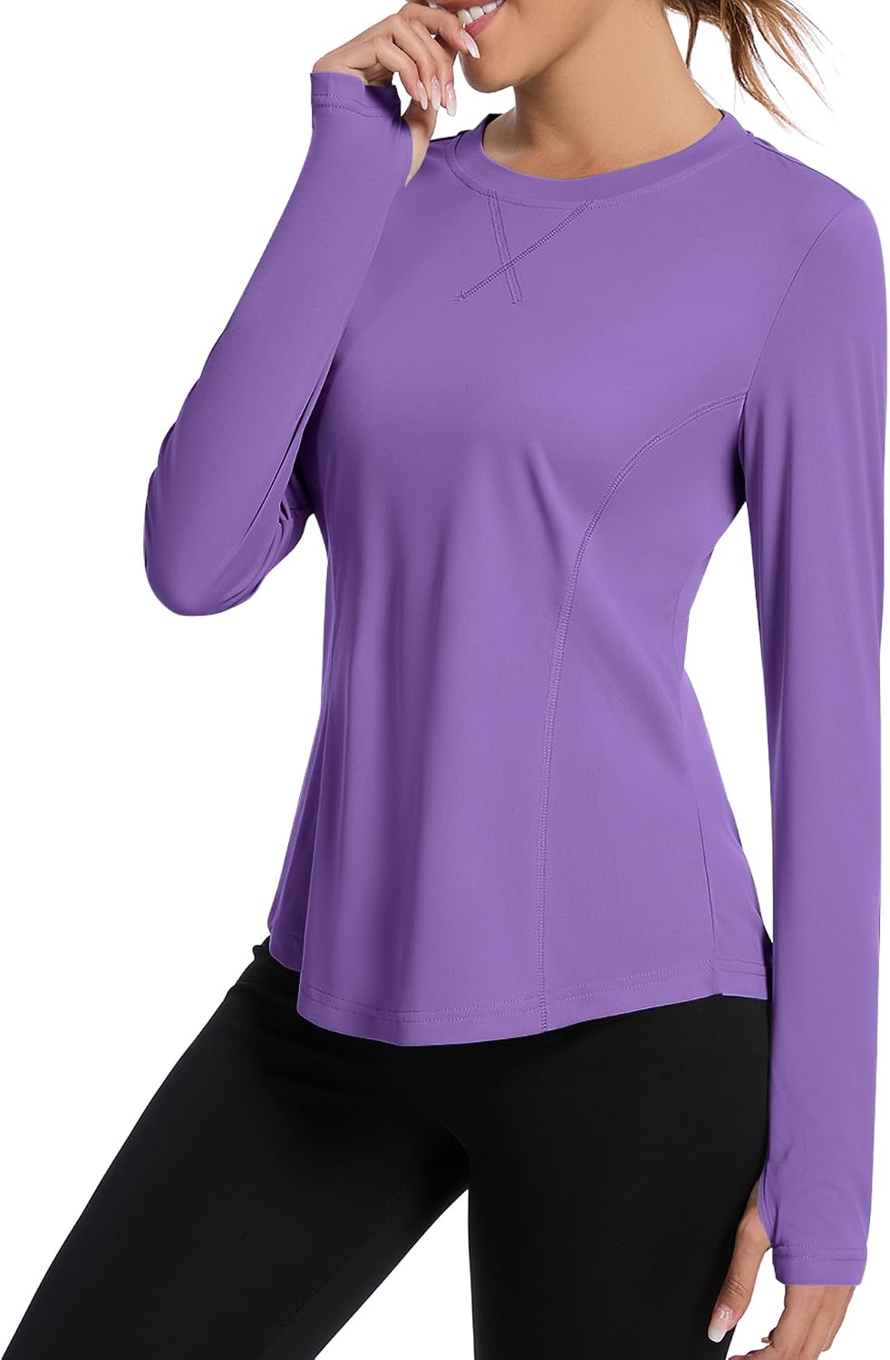 Avoogue Women UPF 50+ UV Shirts Long Sleeve with Thumb Holes Workout Sun Shirt Quick Dry Athletic Hiking Running Tops