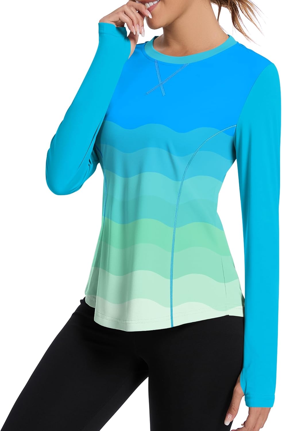 Avoogue Women UPF 50+ UV Shirts Long Sleeve with Thumb Holes Workout Sun Shirt Quick Dry Athletic Hiking Running Tops