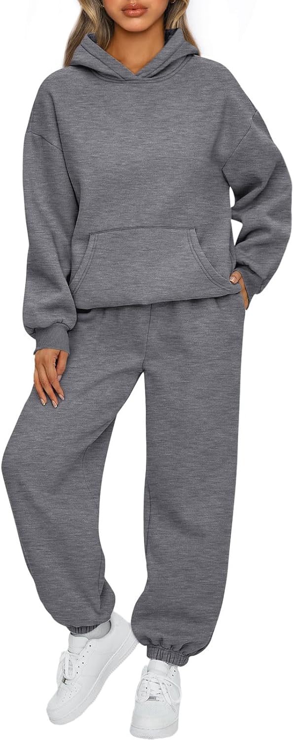 AUTOMET Womens 2 Piece Outfits Lounge Hoodie Sweatsuit Sets Oversized Sweatshirt Baggy Fall Fashion Sweatpants with Pockets