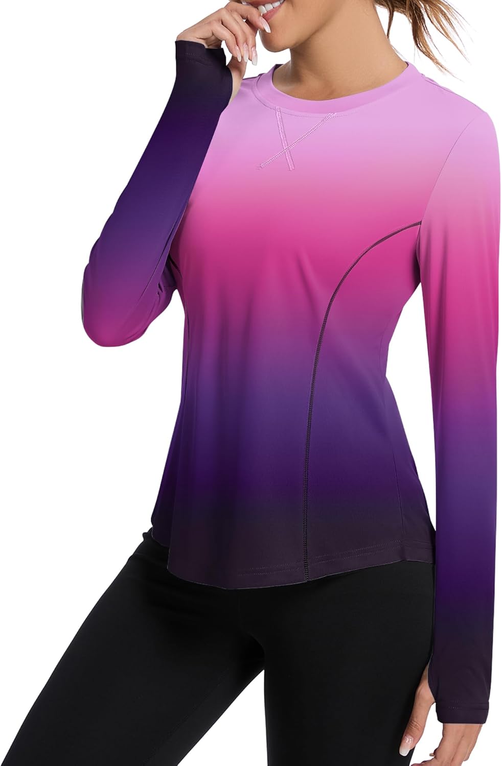 Avoogue Women UPF 50+ UV Shirts Long Sleeve with Thumb Holes Workout Sun Shirt Quick Dry Athletic Hiking Running Tops