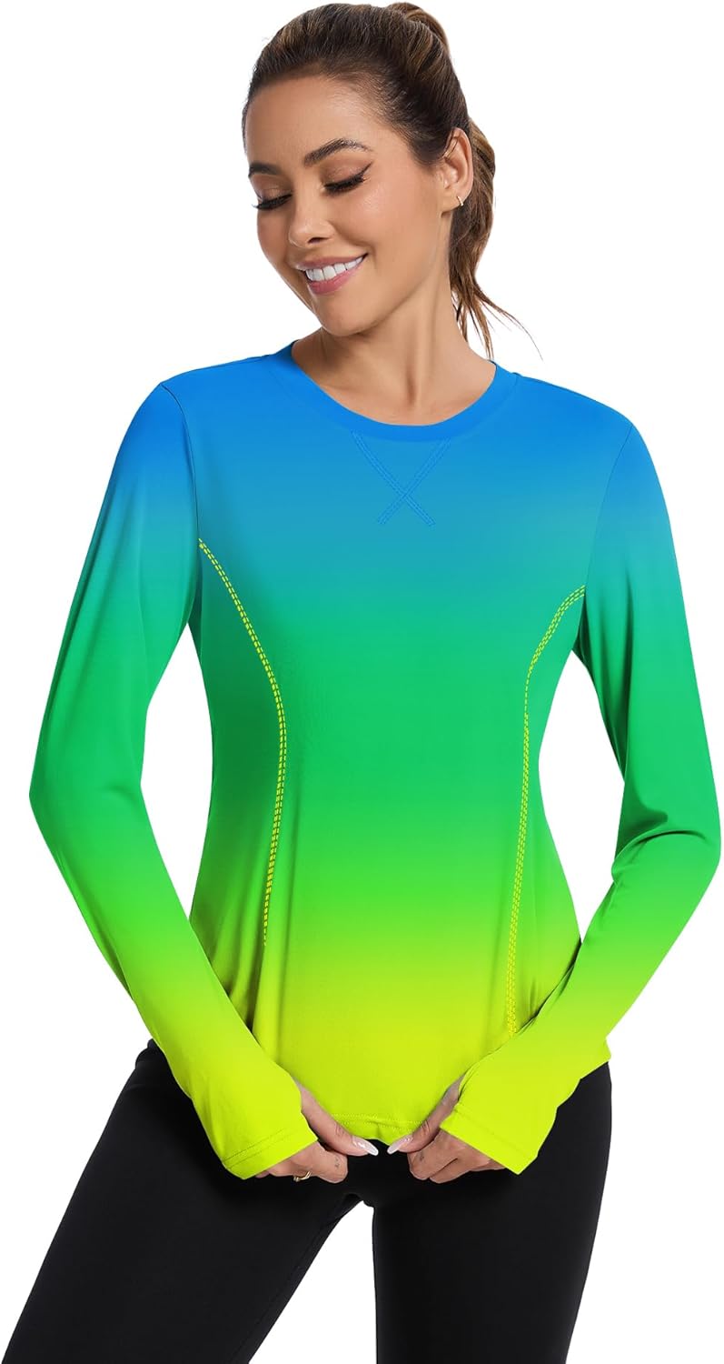 Avoogue Women UPF 50+ UV Shirts Long Sleeve with Thumb Holes Workout Sun Shirt Quick Dry Athletic Hiking Running Tops