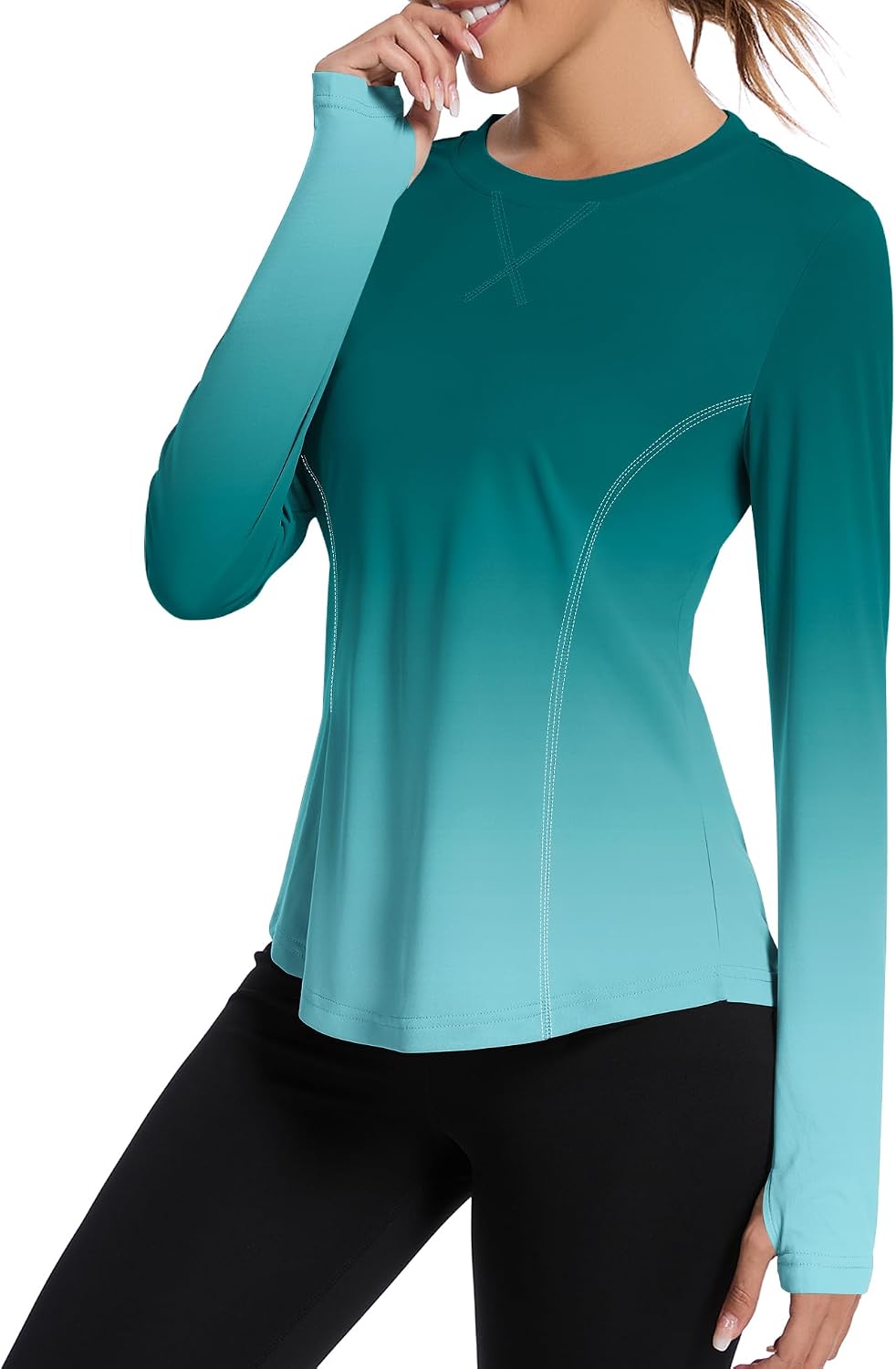 Avoogue Women UPF 50+ UV Shirts Long Sleeve with Thumb Holes Workout Sun Shirt Quick Dry Athletic Hiking Running Tops