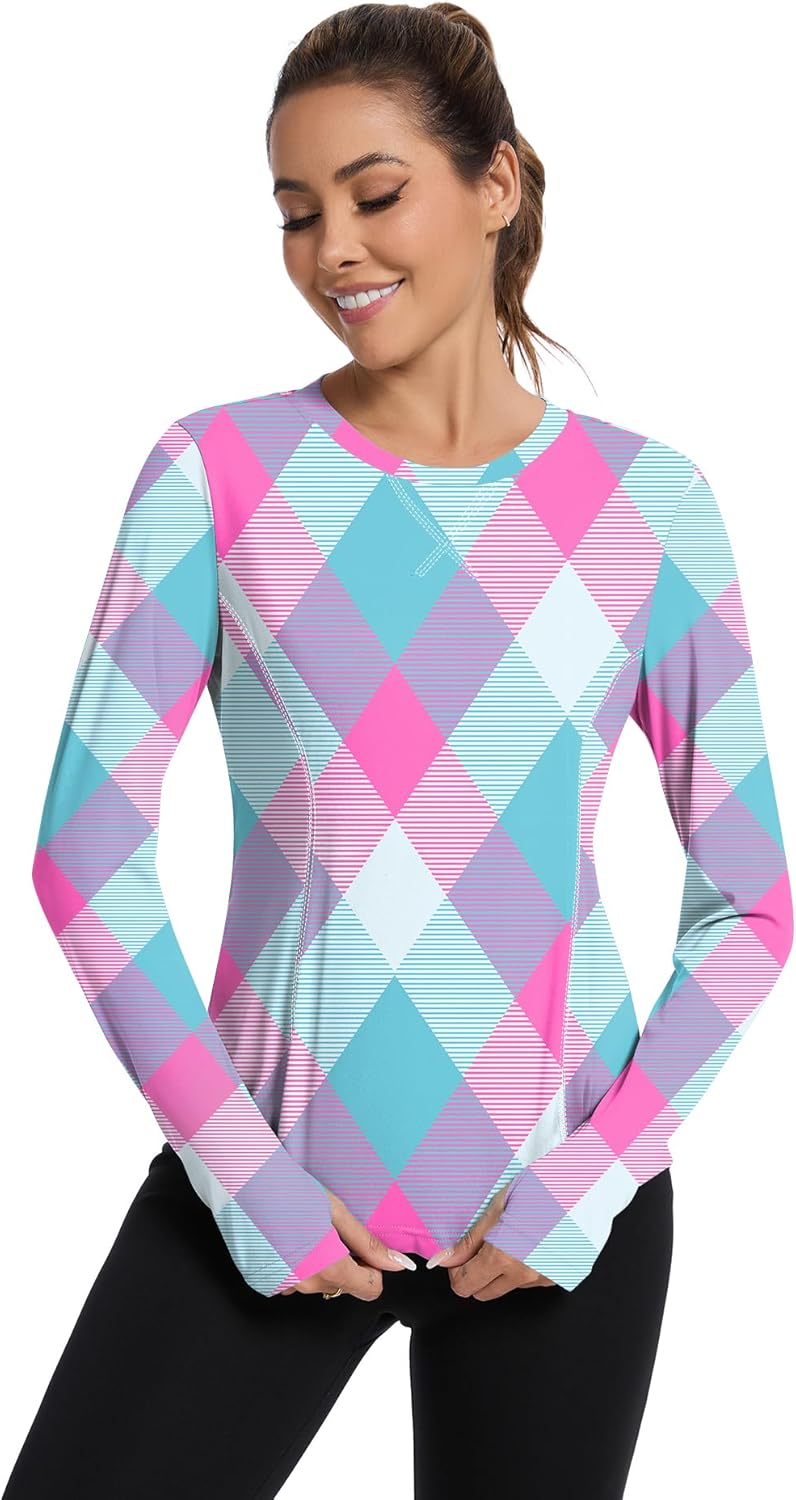 Avoogue Women UPF 50+ UV Shirts Long Sleeve with Thumb Holes Workout Sun Shirt Quick Dry Athletic Hiking Running Tops
