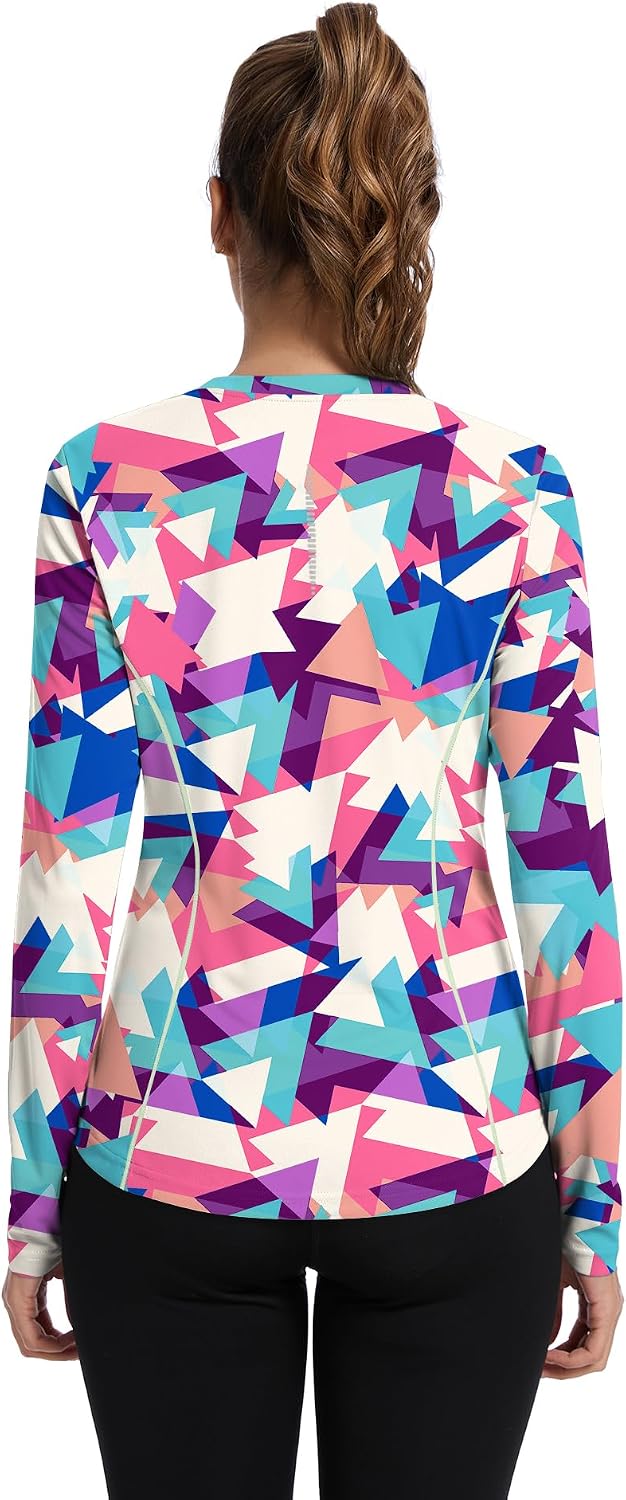 Avoogue Women UPF 50+ UV Shirts Long Sleeve with Thumb Holes Workout Sun Shirt Quick Dry Athletic Hiking Running Tops