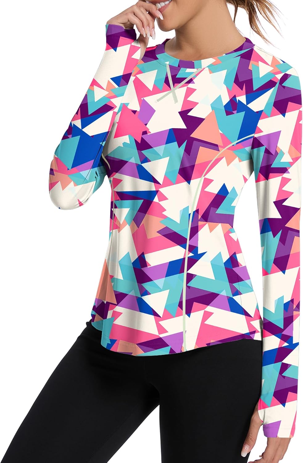 Avoogue Women UPF 50+ UV Shirts Long Sleeve with Thumb Holes Workout Sun Shirt Quick Dry Athletic Hiking Running Tops