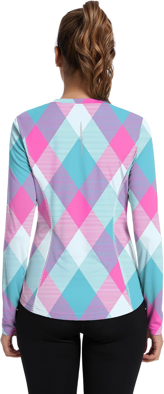 Avoogue Women UPF 50+ UV Shirts Long Sleeve with Thumb Holes Workout Sun Shirt Quick Dry Athletic Hiking Running Tops