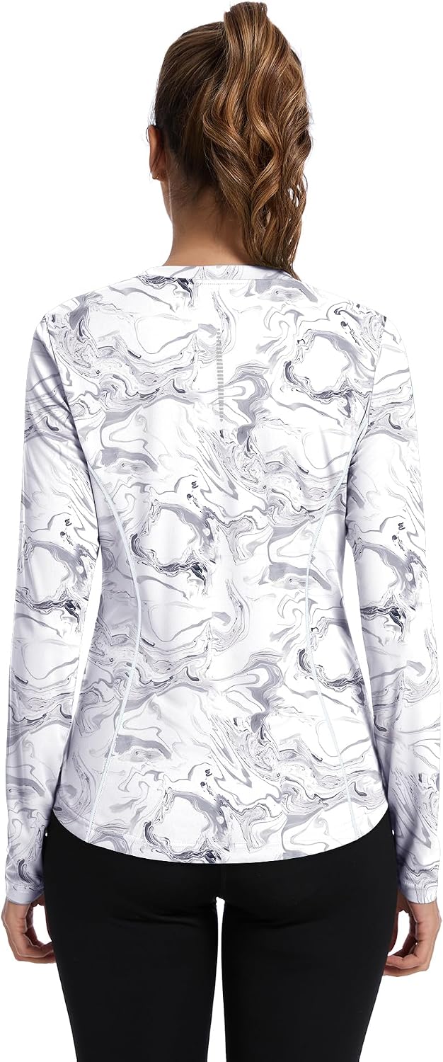 Avoogue Women UPF 50+ UV Shirts Long Sleeve with Thumb Holes Workout Sun Shirt Quick Dry Athletic Hiking Running Tops