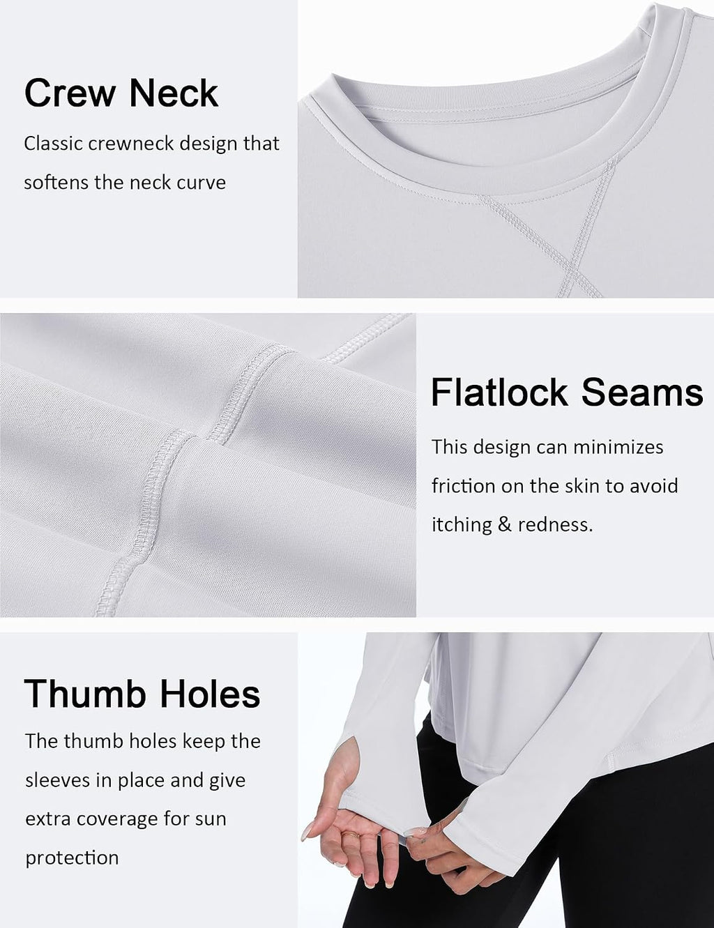 Avoogue Women UPF 50+ UV Shirts Long Sleeve with Thumb Holes Workout Sun Shirt Quick Dry Athletic Hiking Running Tops