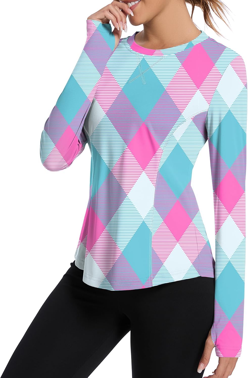 Avoogue Women UPF 50+ UV Shirts Long Sleeve with Thumb Holes Workout Sun Shirt Quick Dry Athletic Hiking Running Tops