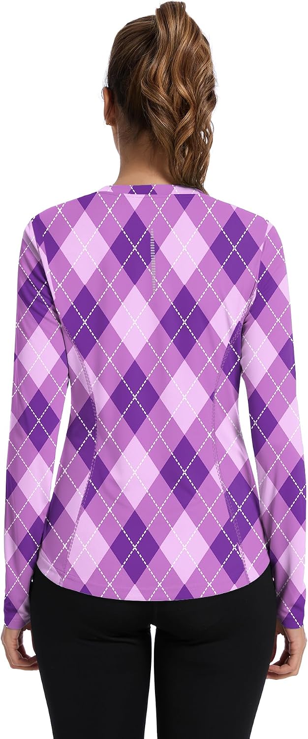Avoogue Women UPF 50+ UV Shirts Long Sleeve with Thumb Holes Workout Sun Shirt Quick Dry Athletic Hiking Running Tops