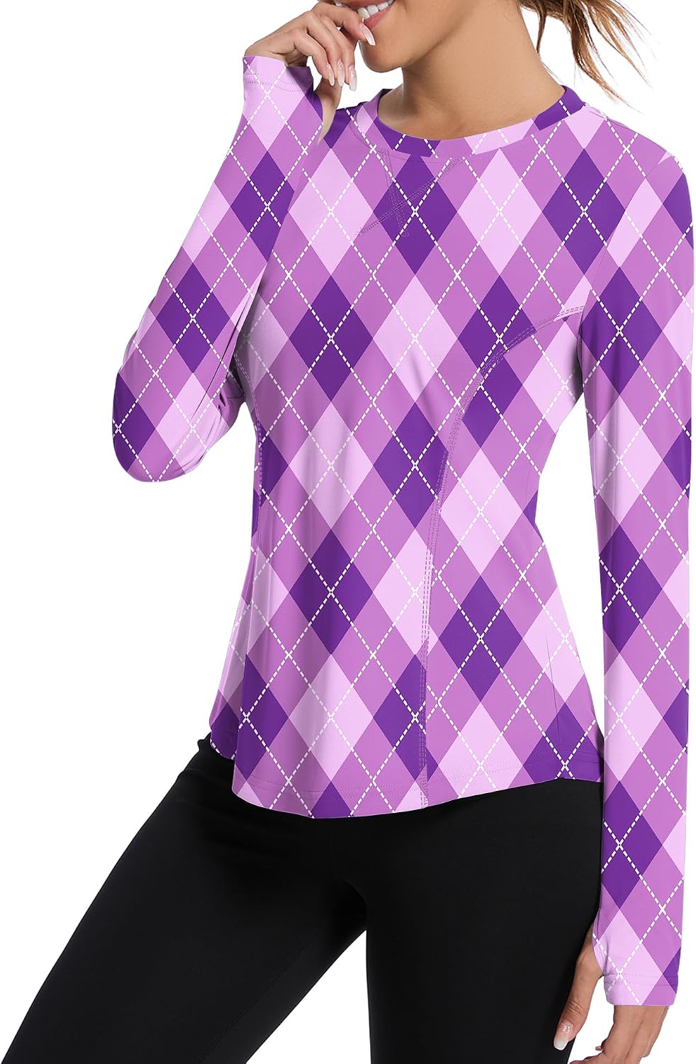 Avoogue Women UPF 50+ UV Shirts Long Sleeve with Thumb Holes Workout Sun Shirt Quick Dry Athletic Hiking Running Tops