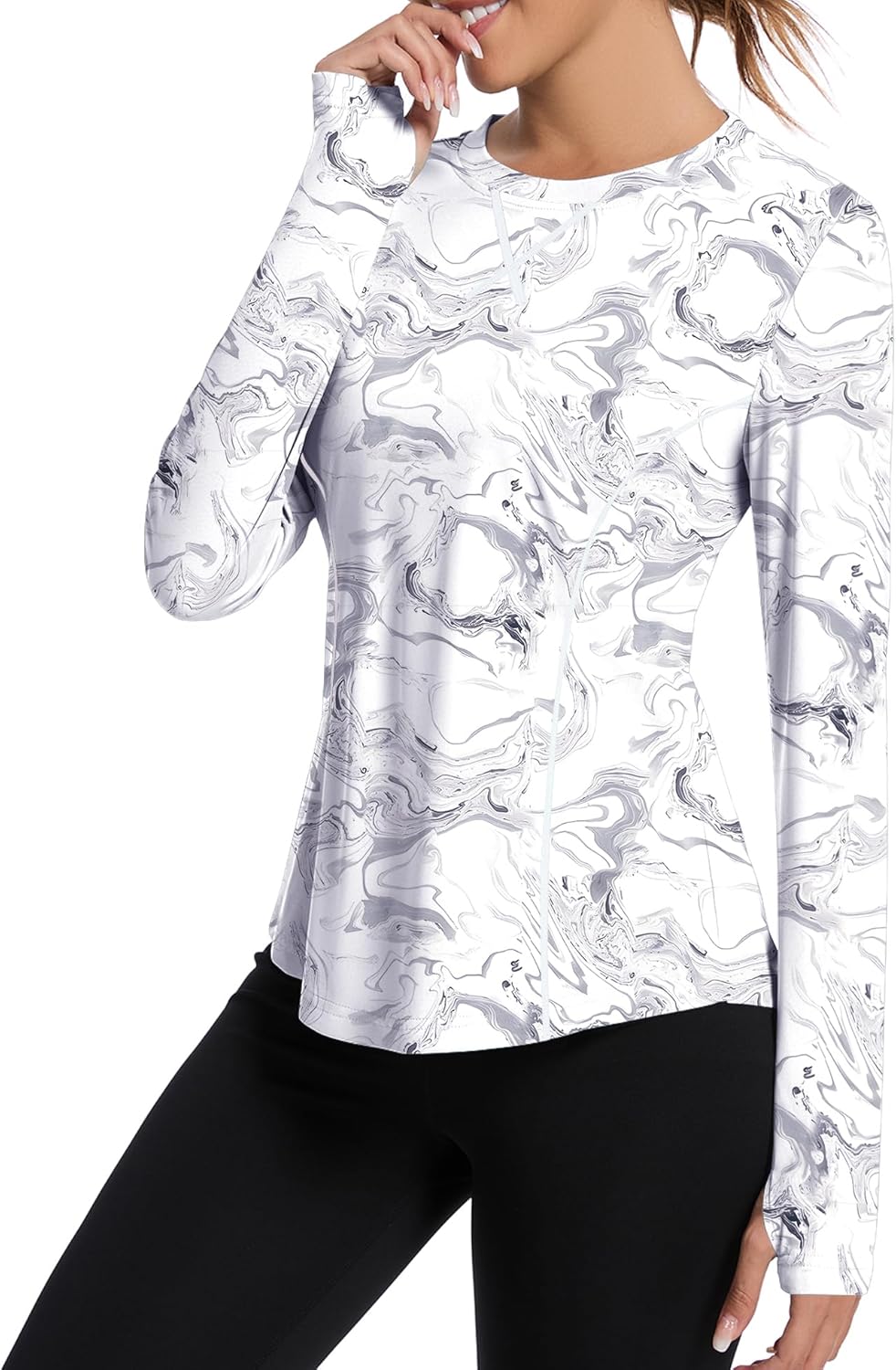 Avoogue Women UPF 50+ UV Shirts Long Sleeve with Thumb Holes Workout Sun Shirt Quick Dry Athletic Hiking Running Tops