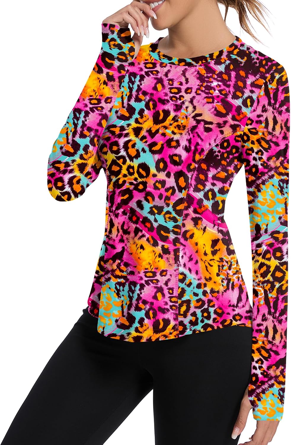 Avoogue Women UPF 50+ UV Shirts Long Sleeve with Thumb Holes Workout Sun Shirt Quick Dry Athletic Hiking Running Tops