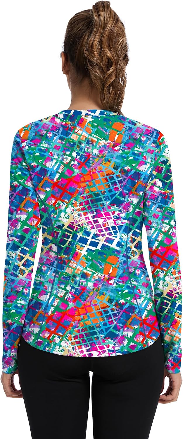 Avoogue Women UPF 50+ UV Shirts Long Sleeve with Thumb Holes Workout Sun Shirt Quick Dry Athletic Hiking Running Tops