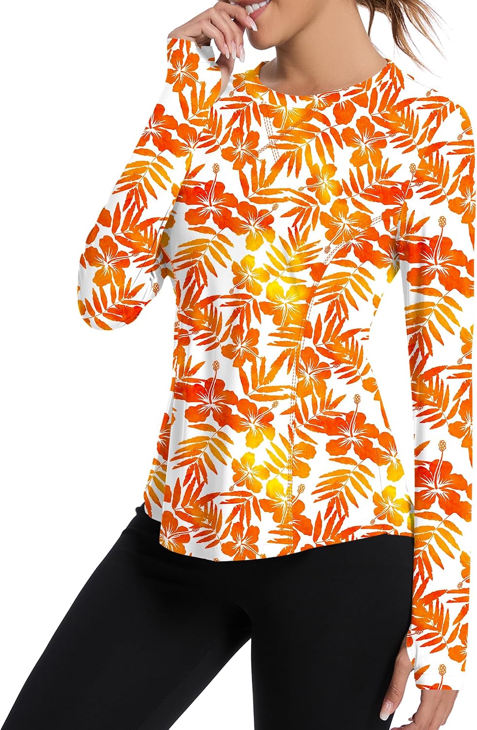 Avoogue Women UPF 50+ UV Shirts Long Sleeve with Thumb Holes Workout Sun Shirt Quick Dry Athletic Hiking Running Tops