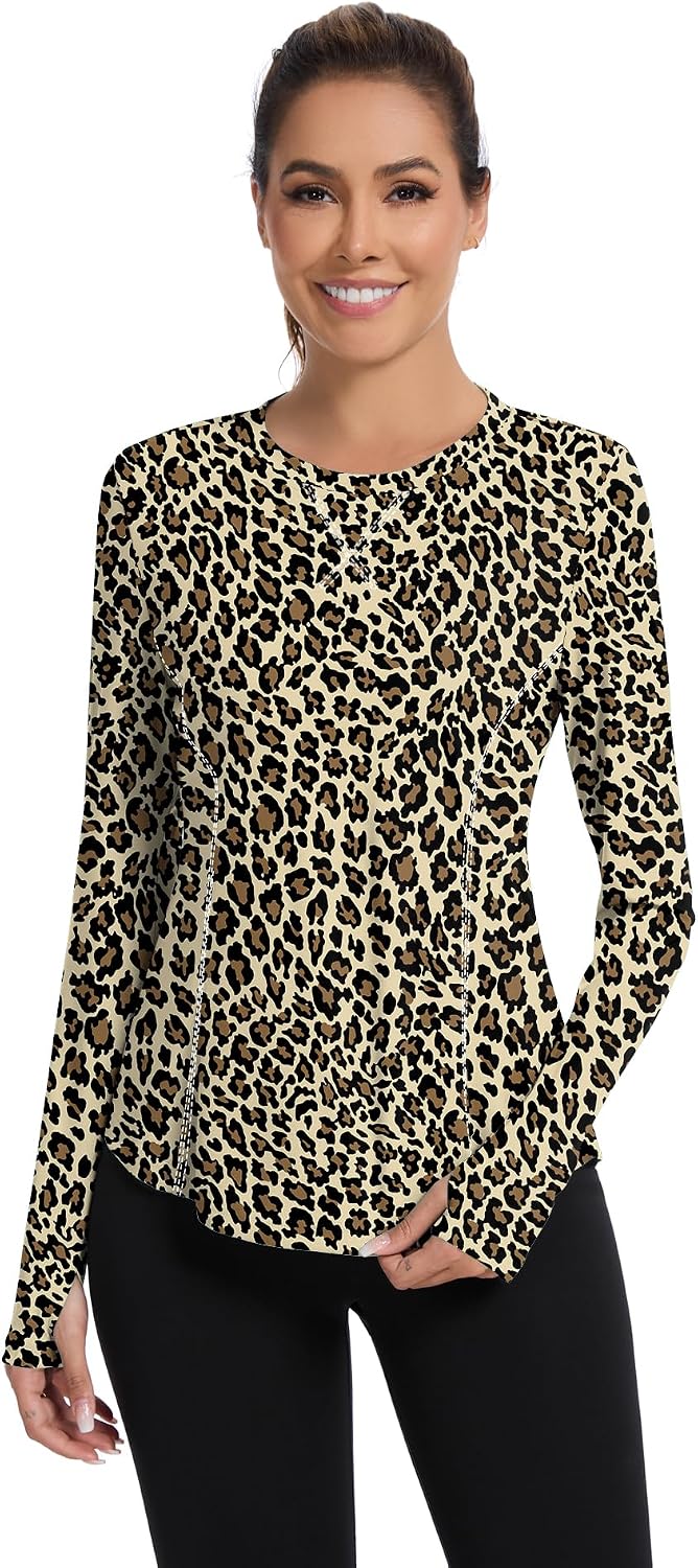 Avoogue Women UPF 50+ UV Shirts Long Sleeve with Thumb Holes Workout Sun Shirt Quick Dry Athletic Hiking Running Tops