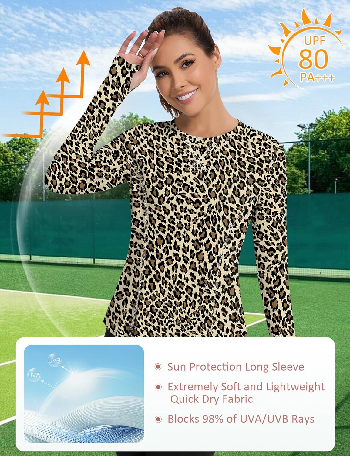 Avoogue Women UPF 50+ UV Shirts Long Sleeve with Thumb Holes Workout Sun Shirt Quick Dry Athletic Hiking Running Tops