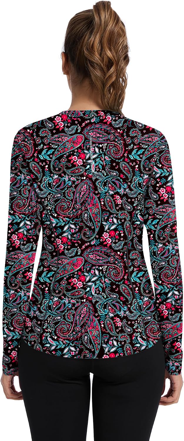 Avoogue Women UPF 50+ UV Shirts Long Sleeve with Thumb Holes Workout Sun Shirt Quick Dry Athletic Hiking Running Tops