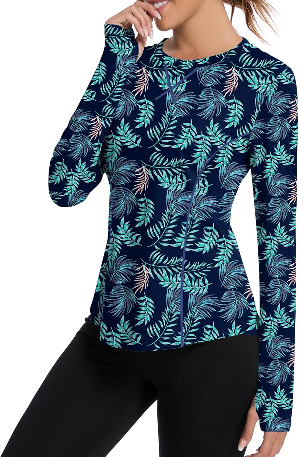 Avoogue Women UPF 50+ UV Shirts Long Sleeve with Thumb Holes Workout Sun Shirt Quick Dry Athletic Hiking Running Tops