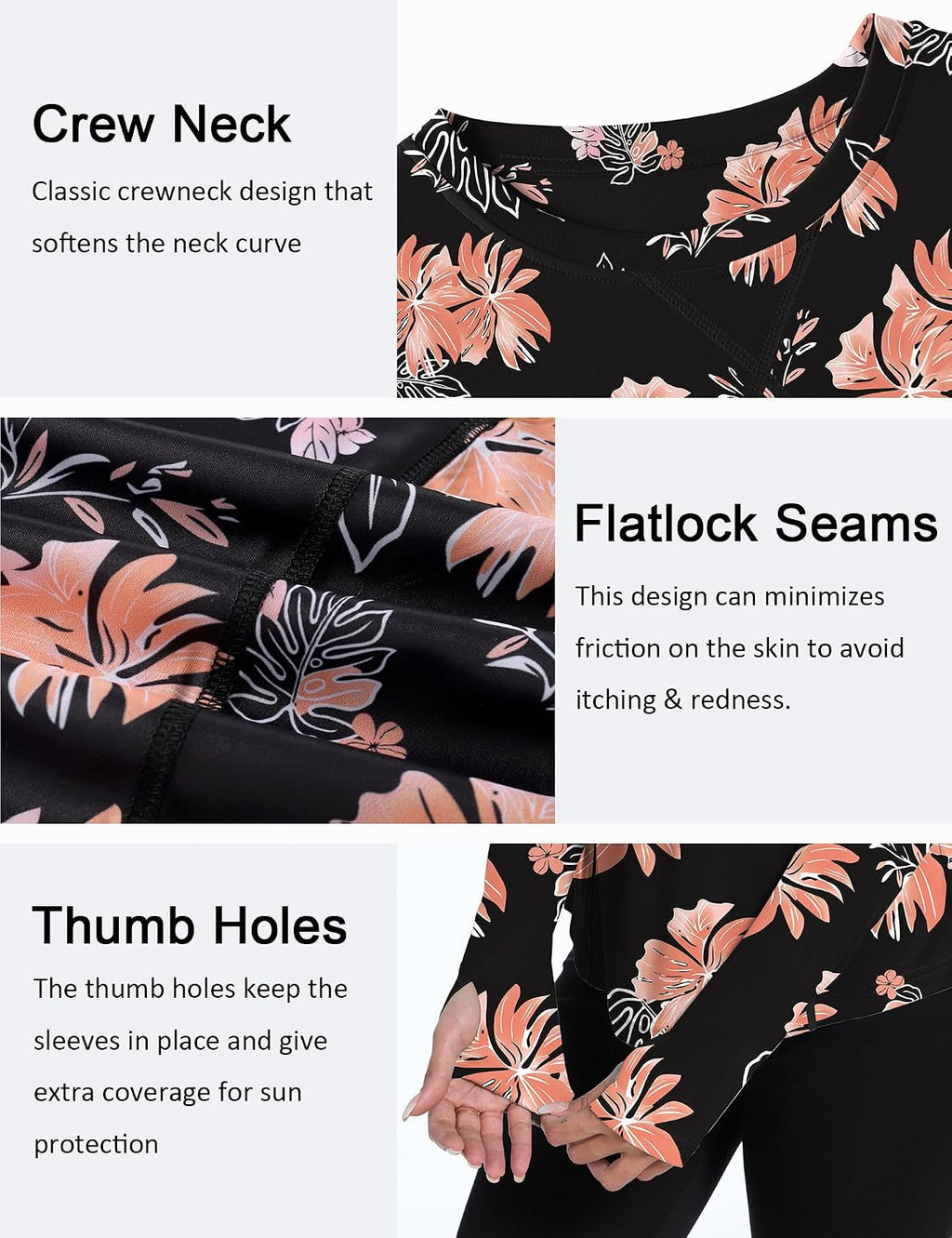 Avoogue Women UPF 50+ UV Shirts Long Sleeve with Thumb Holes Workout Sun Shirt Quick Dry Athletic Hiking Running Tops