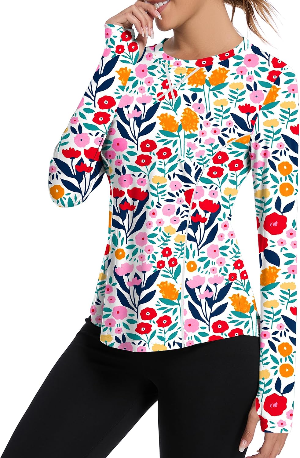 Avoogue Women UPF 50+ UV Shirts Long Sleeve with Thumb Holes Workout Sun Shirt Quick Dry Athletic Hiking Running Tops