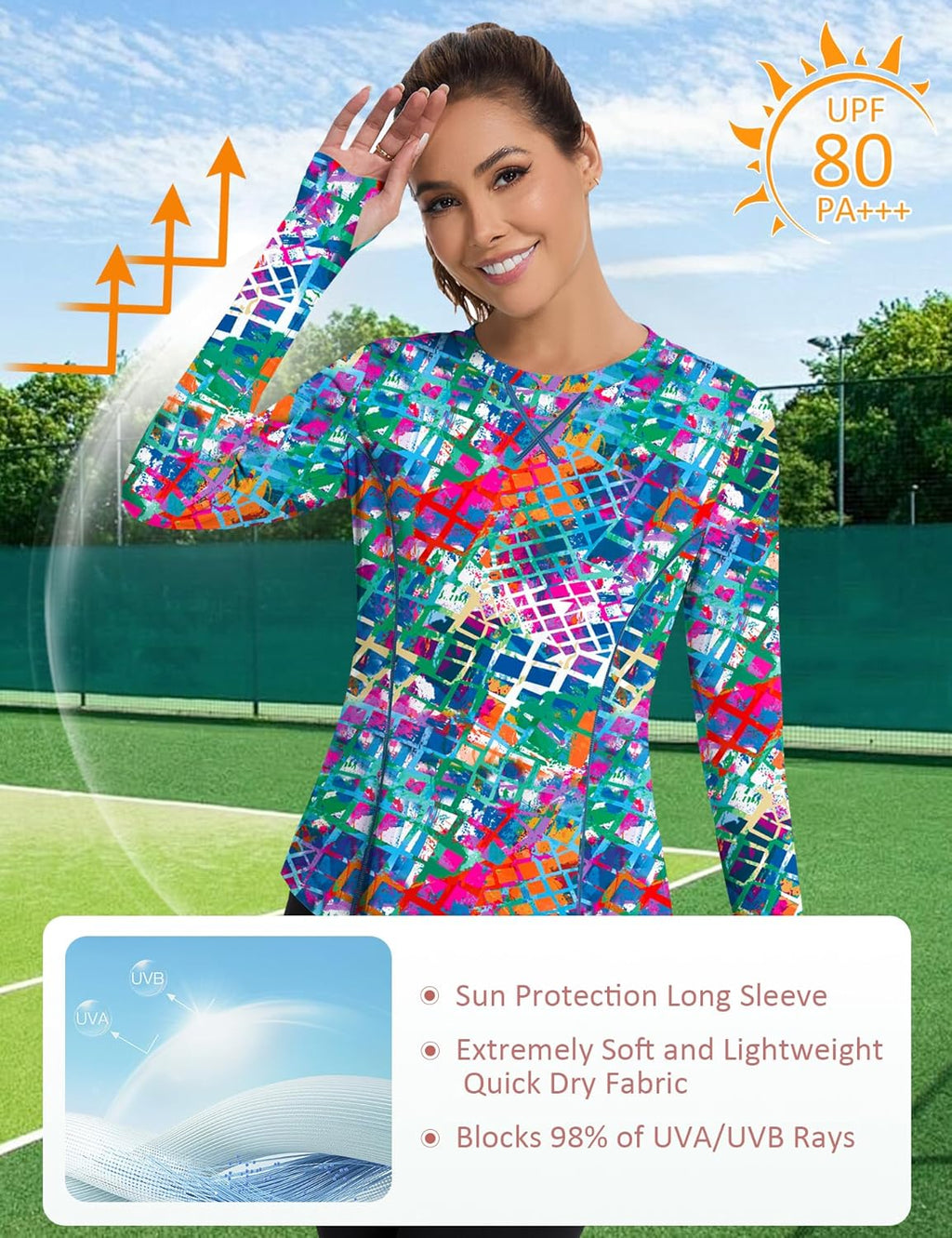 Avoogue Women UPF 50+ UV Shirts Long Sleeve with Thumb Holes Workout Sun Shirt Quick Dry Athletic Hiking Running Tops