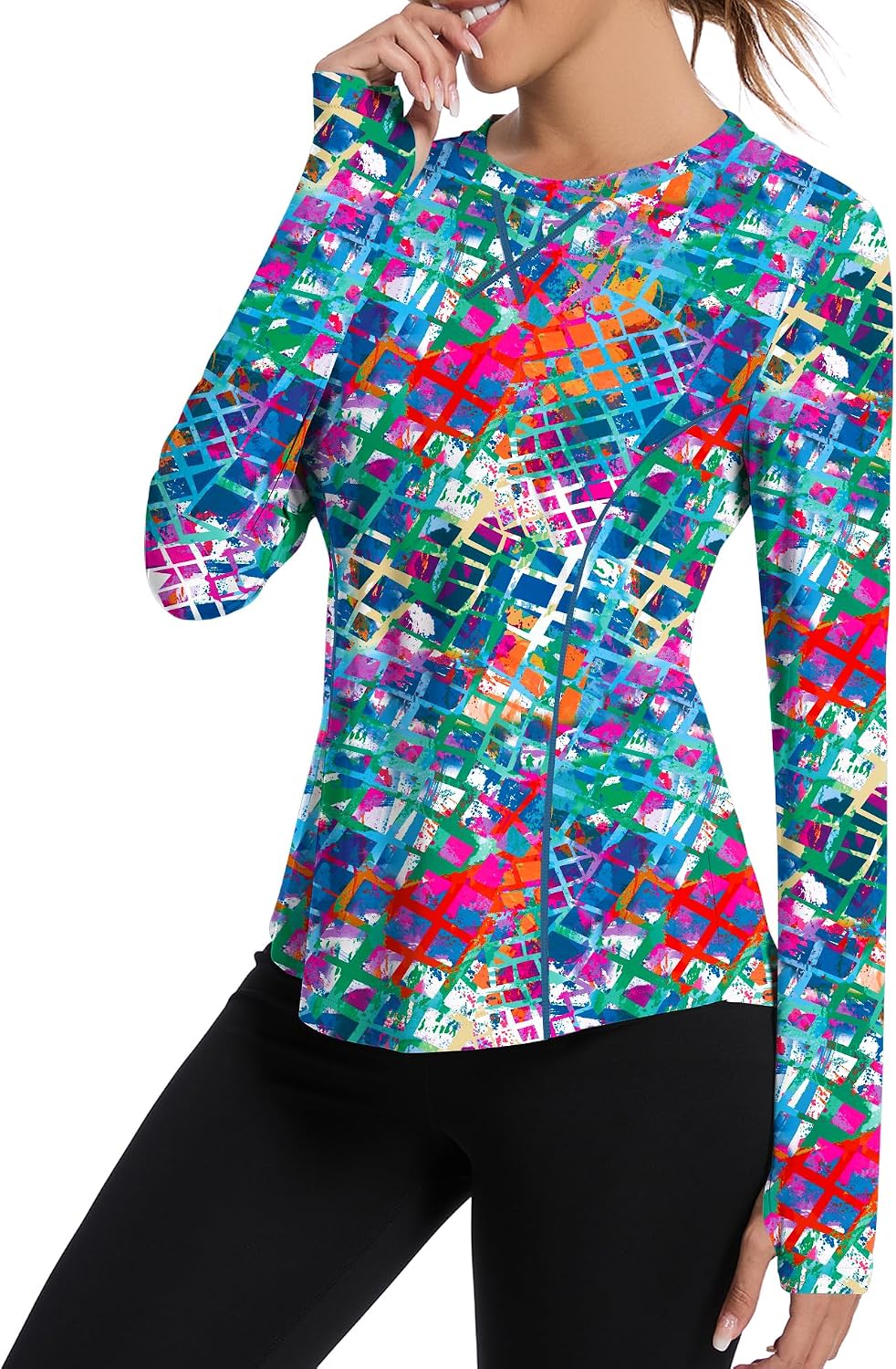 Avoogue Women UPF 50+ UV Shirts Long Sleeve with Thumb Holes Workout Sun Shirt Quick Dry Athletic Hiking Running Tops
