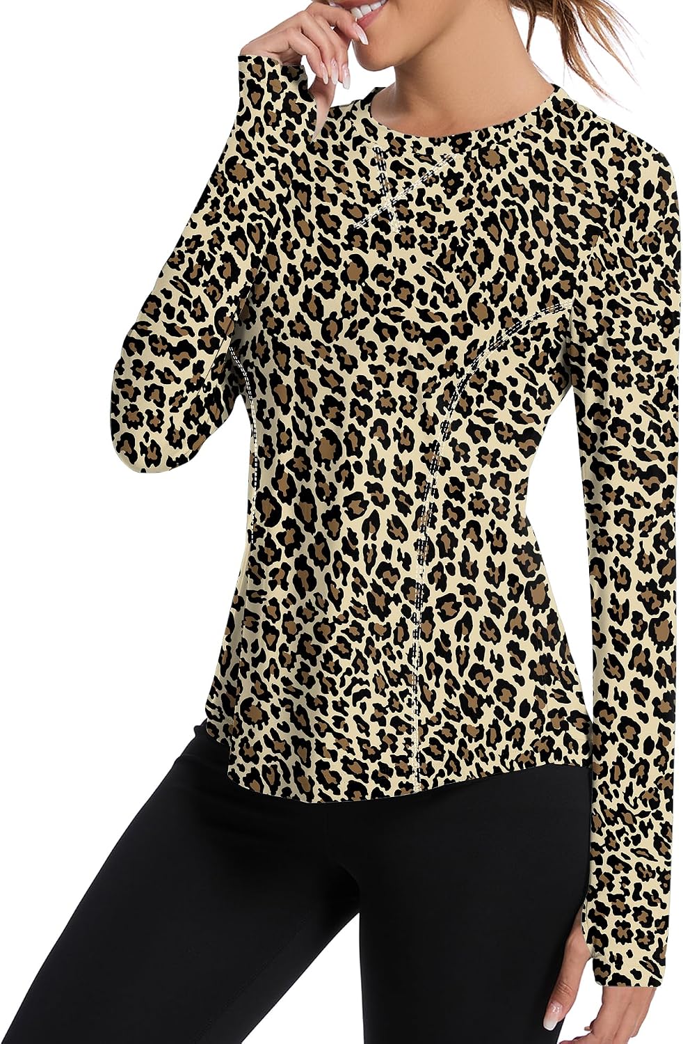 Avoogue Women UPF 50+ UV Shirts Long Sleeve with Thumb Holes Workout Sun Shirt Quick Dry Athletic Hiking Running Tops