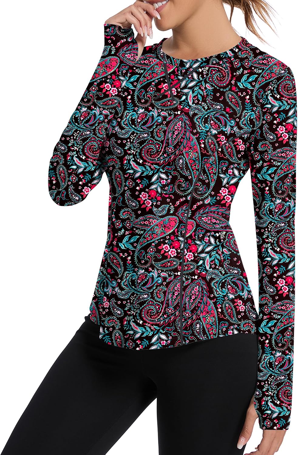 Avoogue Women UPF 50+ UV Shirts Long Sleeve with Thumb Holes Workout Sun Shirt Quick Dry Athletic Hiking Running Tops